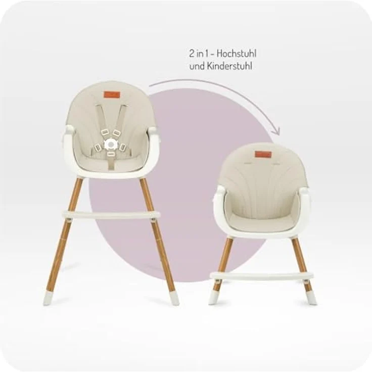 MoMi Kinderstuhl Reki, 2in1 Hochstuhl mit 5-Punkt-Gurt bis 20 kg – Bild 3