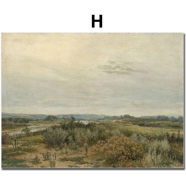 Poster Vintage Frühling Landschaft Blick in den Garten Äpfel und Schmetterlinge als Deko Print ohne Rahmen - H / 10 x 15 cm