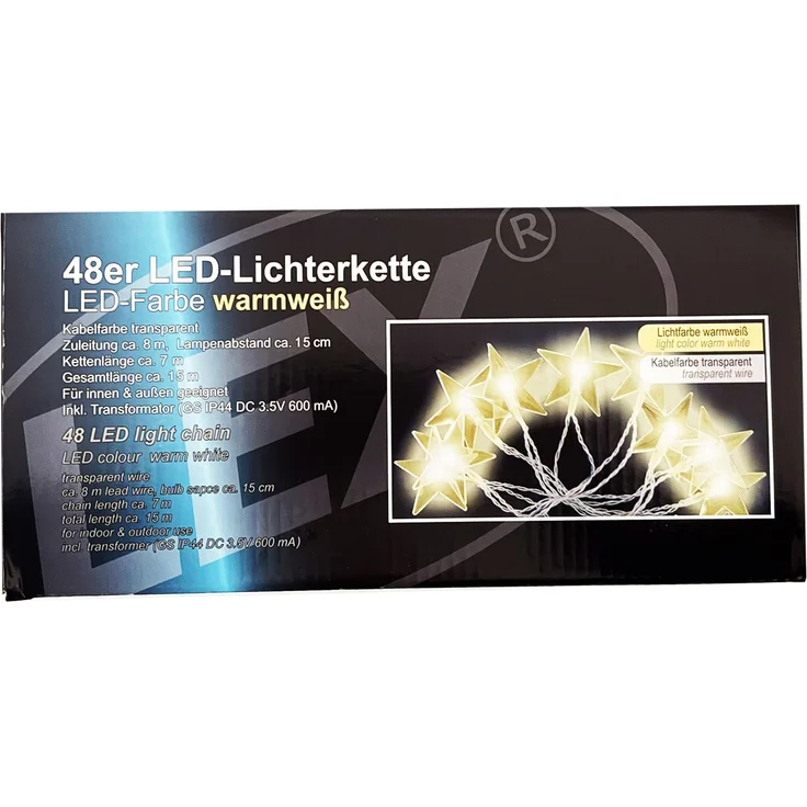 48er LED-Sternenkette Lichterkette Innen und Außen warmweiß – Bild 4