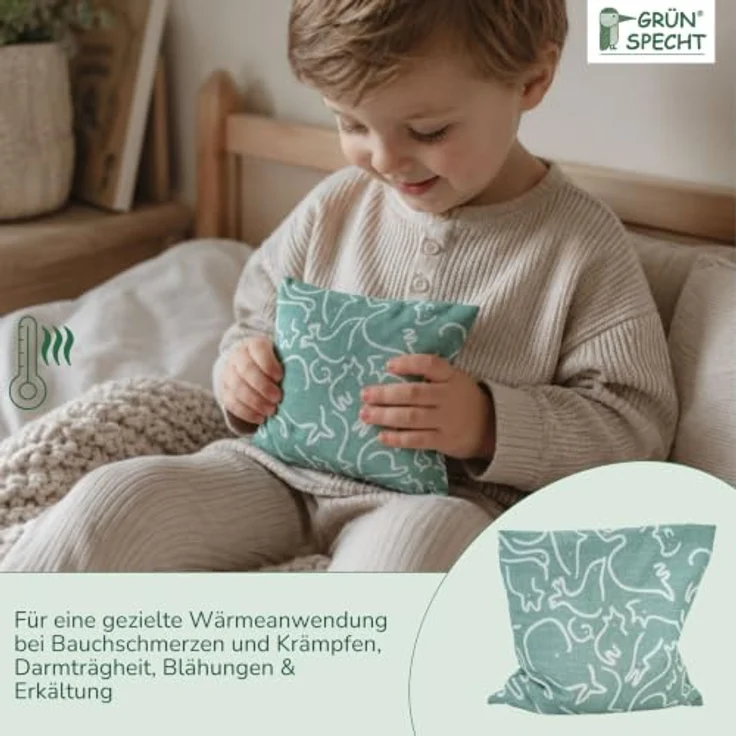 GRÜNSPECHT Traubenkern-Kissen 12 x 12cm, 100% Baumwolle, Tiere | Medizinprodukt: Wärmekissen mit Traubenkernfüllung, Bezug aus 100% Baumwolle, für Mikrowelle & Backofen I Made in Germany – Bild 5