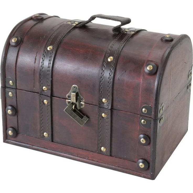 HMF Schatzkiste Schatztruhe aus Holz mit Metallschloss, dekorative Holztruhe 30 x 20 x 22 cm, Italien – Bild 1