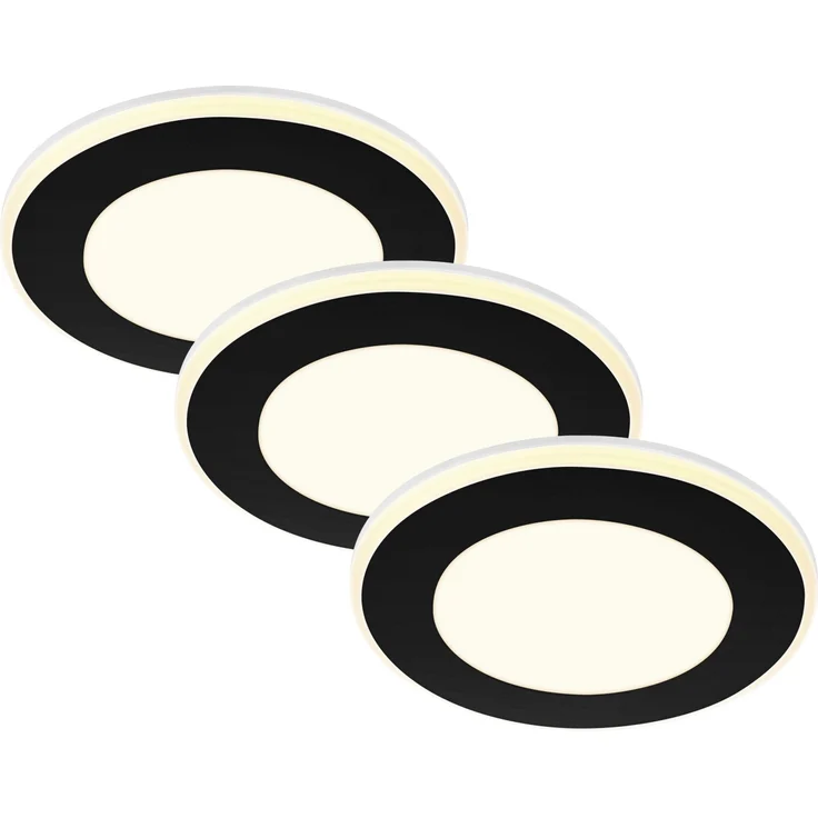 Briloner LED-Einbauleuchten 3er Set Mini 4,9W 425lm schwarz Nachtlicht – Bild 1