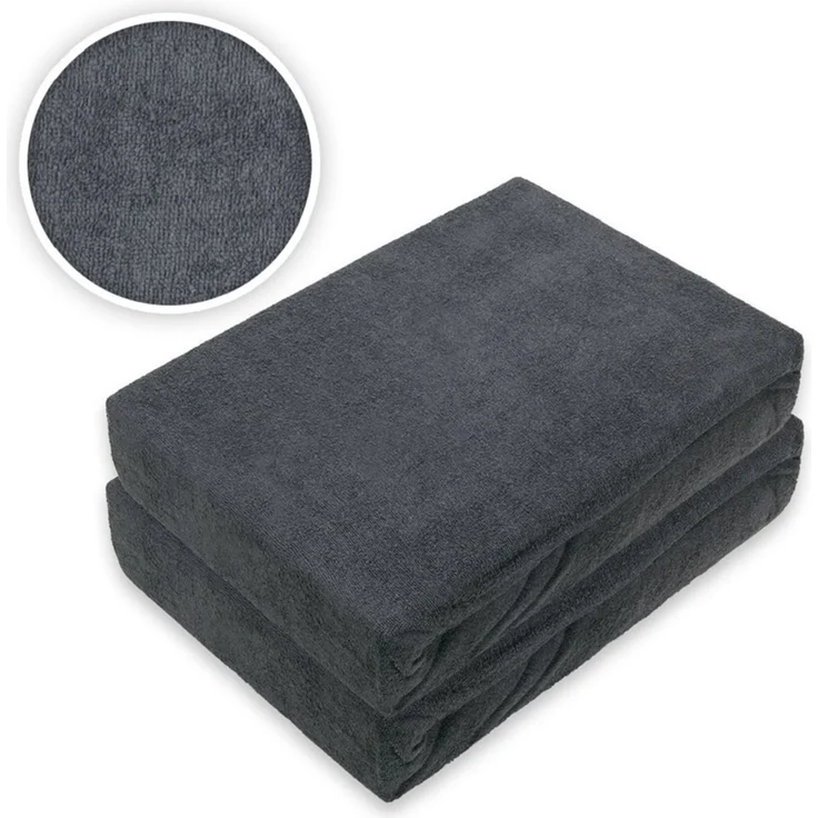 Doppelpack Marke Frottee Spannbettlaken Anthrazit 120 x 200 cm – Bild 2