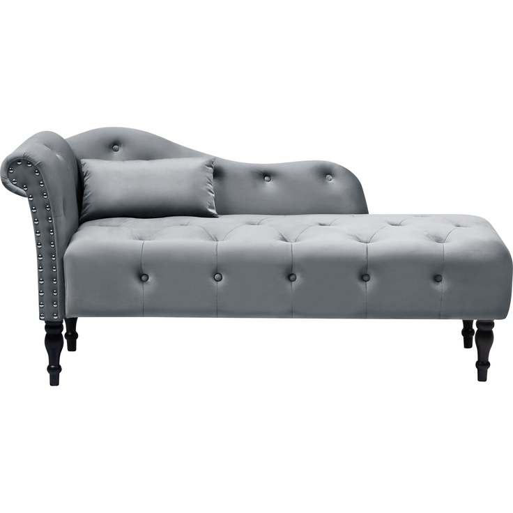 Linksseitige Chaiselongue IVRY Samtstoff Grau