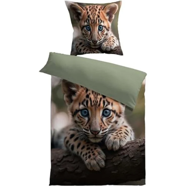 MESANA Bettwäsche Microfaser, Microfaser, Wendebettwäsche, Leopard – Bild 2