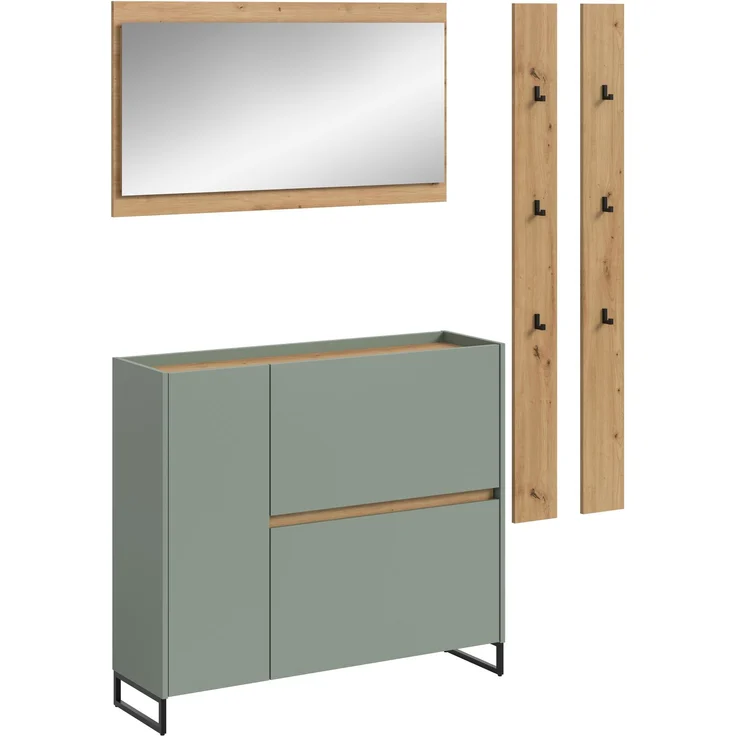 Garderobenkombination B/H/T: 192x172x32 cm in Salbei Nachbildung und Artisan Oak Nachbildung – Bild 1