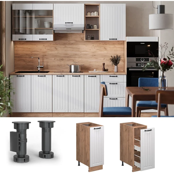 Apothekerschrank Fame-Line Weiß Landhaus 30 cm ohne Arbeitsplatte Vicco – Bild 3