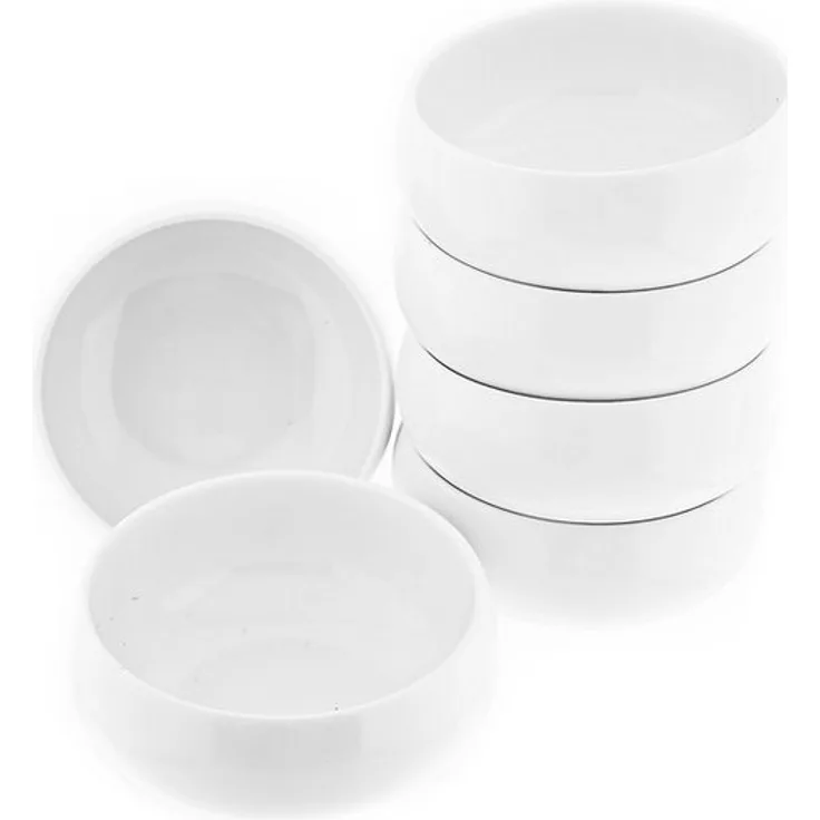 Belicia 6er Schalen Set aus Porzellan in Weiß Hochglanz Rund für Snacks, Desserts oder Müsli