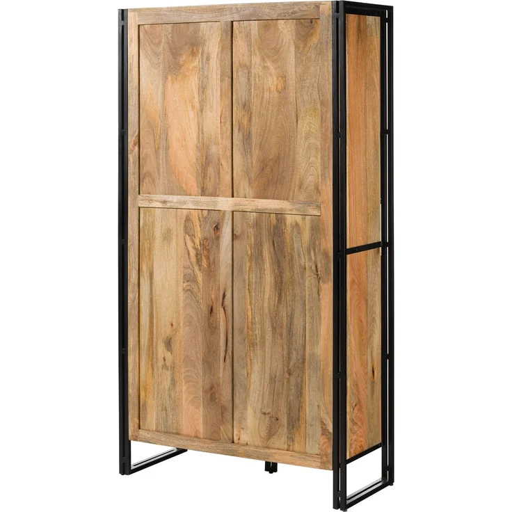Wohnzimmerschrank Mango 105x45x195 natur klar lackiert / Metall schwarz BLACKBURN #105 – Bild 10