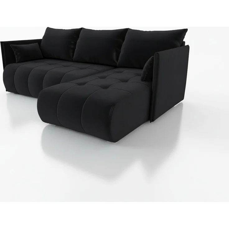 Wohnero24 NESSA Ecksofa mit Schlaffunktion 206x140 cm & Bettkasten – L-Form Couch Schwarz 218x152 cm – Bild 1