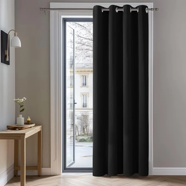 Deconovo Vorhänge Blickdicht Thermogardinen mit Ösen Übergardinen Schwarz | 1 Stück, H260 x B140 cm, Hitzeschutz, Sichtschutz für Wohnzimmer und Schlafzimmer, Blackout Curtain, Verdunkelungsvorhang – Bild 1