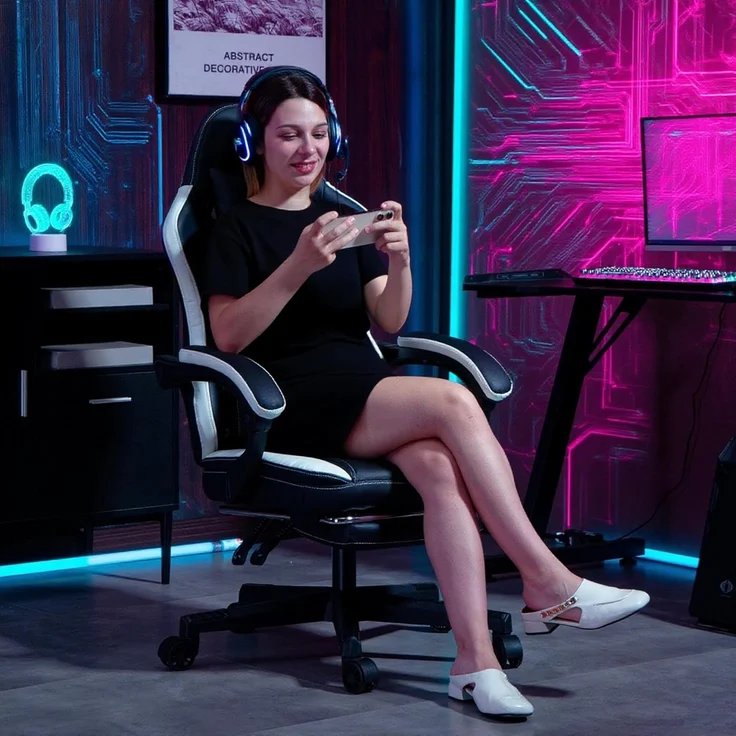 HOMCOM Gaming Stuhl Ergonomischer Gamer Stuhl mit Lendenwirbelstütze, Fußstütze, Höhenverstellbar Gaming Sessel mit Kopfkissen, Liegefunktion Bürostuhl mit Diamantgenähtem Muster Kunstleder Grün – Bild 9