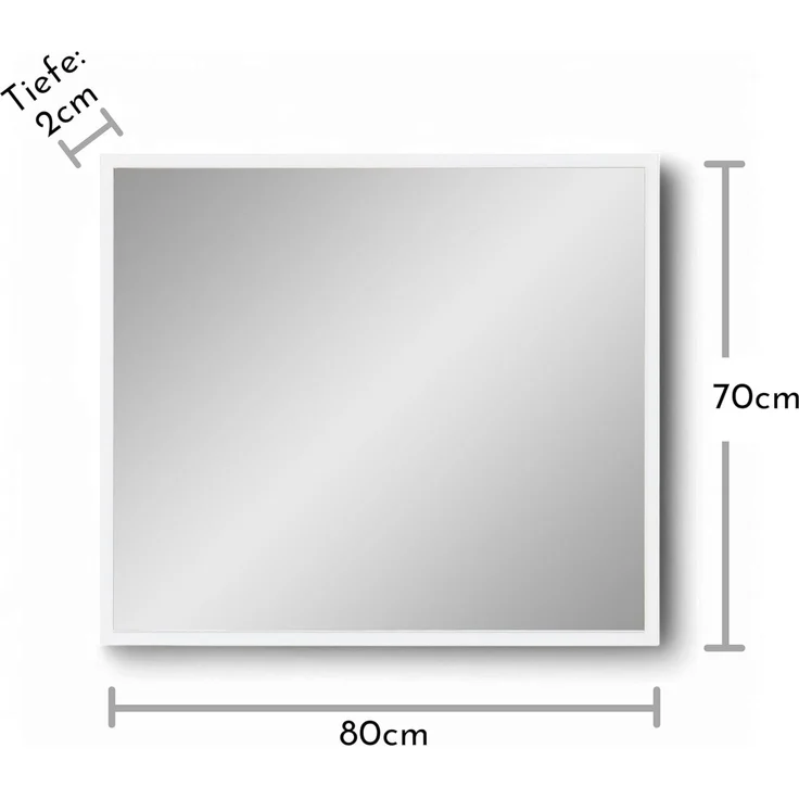 XORA 'MEMPHIS' Spiegel hängend, Holznachbildung weiß, 80 x 70 cm, Spiegelglas – Bild 6