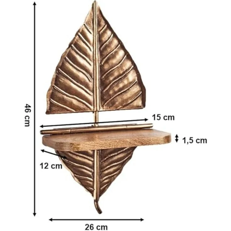 Kobolo Regal Wandregal Hängeregal Blatt ELENA mit Ablage, Stück 1-tlg, 26Lx15Bx46H cm – Bild 3