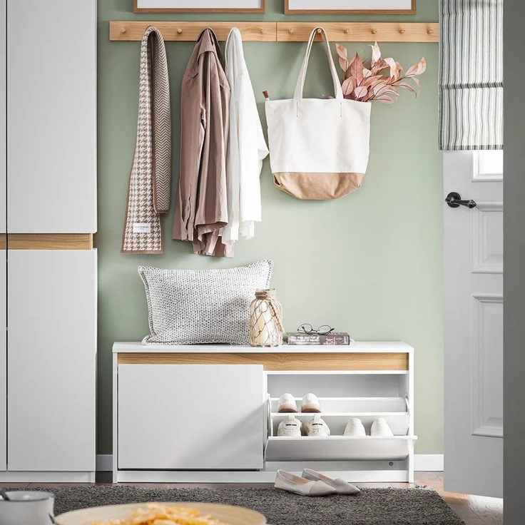 SoBuy FSR171-W Schuhbank, MDF, Lackiert, Weiß, 100 x 46 x 26 cm – Bild 10