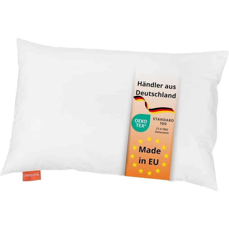 sleepling Kopfkissen Kinderkopfkissen, Füllung: 100% Hohlfaserkugeln, Bezug: Baumwolle, Seitenschläfer, Bauschschläfer, Rückenschläfer, 1x Kopfkissen, für Kinder – Bild 1
