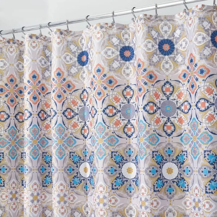 mDesign Duschvorhang Medallion Muster Braun Badewannenvorhang Textil 183x183cm – Bild 7