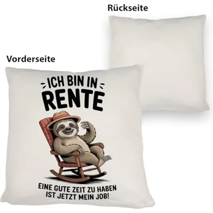 speecheese Dekokissen Faultier Ruhestand Kissen für Rentner – Bild 3