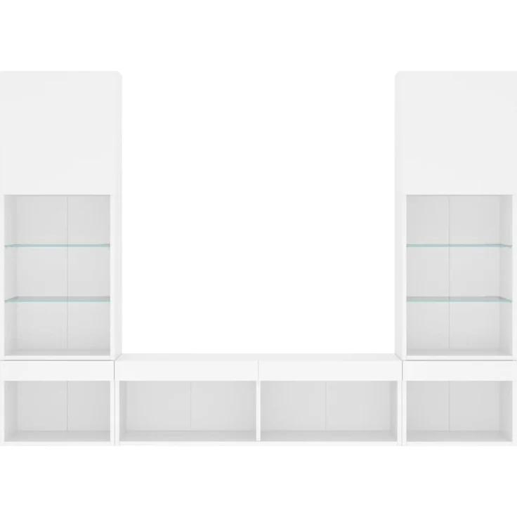 vidaXL 5-tlg. Wohnwand mit LED-Beleuchtung Weiß Holzwerkstoff 3216690 – Bild 7