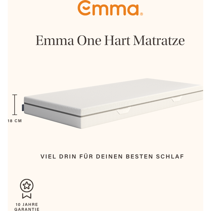 Emma 'One Hart' Viscoschaum-Matratze, 100x200 cm, 85 % Polyester / 15 % Polypropylen, Weiß – Bild 2