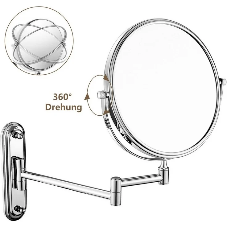OSTWOLKE Kosmetikspiegel Wandmontage 6 Zoll 1X/10X Schminkspiegel Rasierspiegel 360° Schwenkbar, Badspiegel für Badezimmer Schlafzimmer Hotelzimmer und Umkleideräume – Bild 3