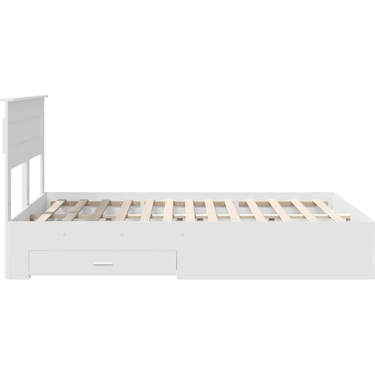 vidaXL Bettrahmen mit Kopfteil Weiß 160 x 200 cm Holzwerkstoff 3409966 – Bild 8