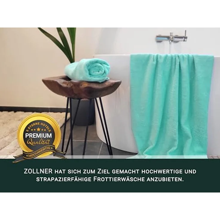 Zollner Duschtücher, 70x140 cm, in Grün, Oeko-Tex® Standard 100, 100% Baumwolle, hohe Saugfähigkeit, pflegeleicht – Bild 4