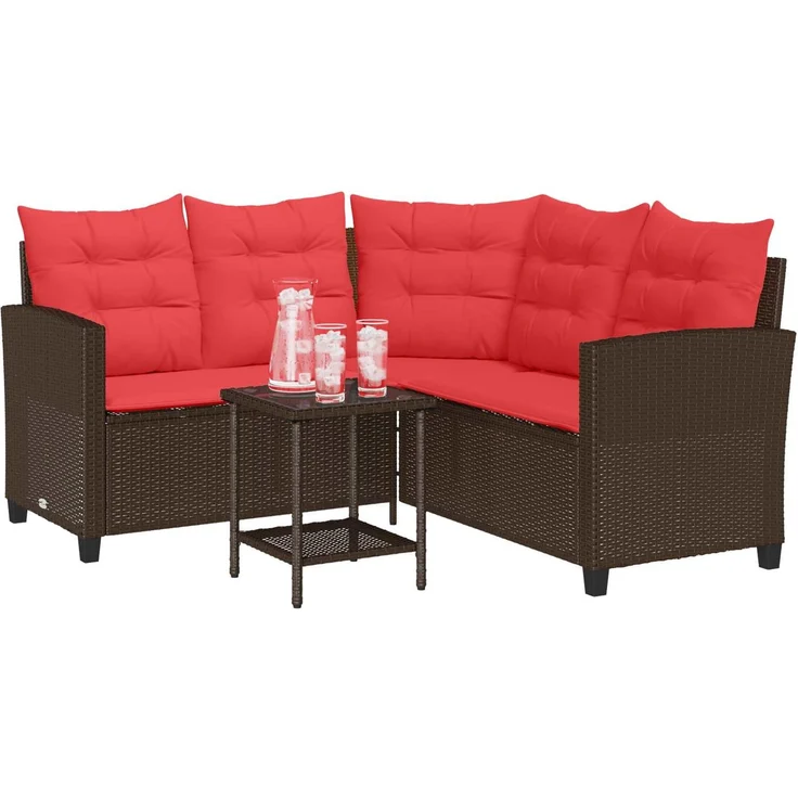 vidaXL Outdoor-Sofagarnitur 2 stk. 5-Sitzanzahl Braun und Rot 4103878 – Bild 3