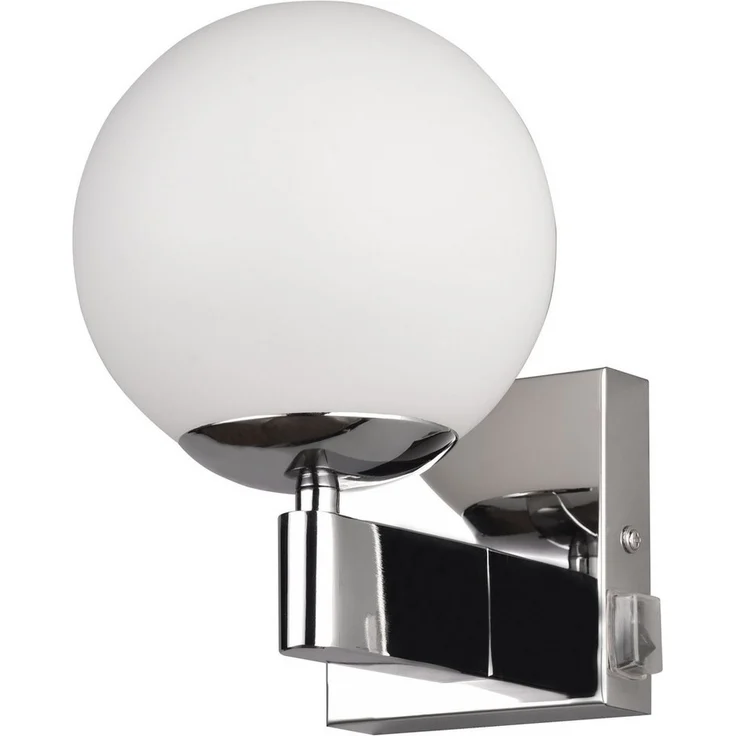 TRIO Leuchten Wandleuchte KULA, Badezimmer Wandlampe, exkl. 1x E14 max 10W, mit Schalter, IP44, Ein-/Ausschalter, Leuchtmittel wechselbar, warmweiß - kaltweiß, Badlampe, Badleuchte mit Glasschirm Ø 14cm, chromfarbig, Kippschalter – Bild 1