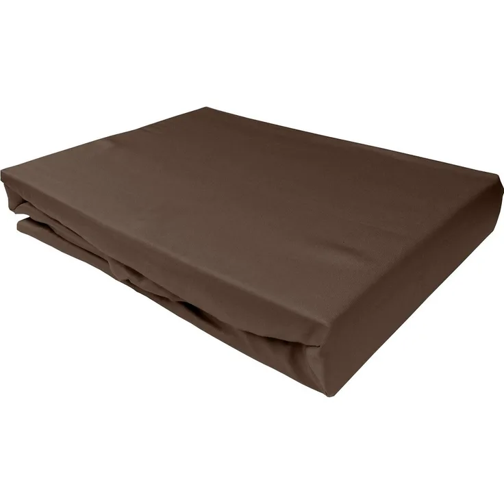 Bettwaesche-mit-Stil Mako-Satin Spannbettlaken dunkelbraun 100x200cm Höhe 31-40cm