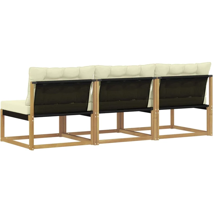 vidaXL Outdoor Mittelsofa Massives Akazienholz und Textilene Weiß 901649 – Bild 6