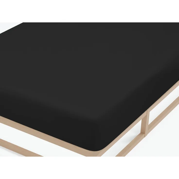 biberna Feinjersey-Spannbetttuch 0077144, schwarz, 1x 90x190 cm - 100x200 cm