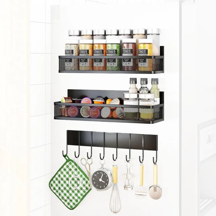 SURFOU Gewürzregal 3 Stück Magnetisches Regal Gewürzregal für Kühlschrank Organizer, Hängeregal Küche ohne bohren für Küchenorganisation und Aufbewahrung – Bild 5