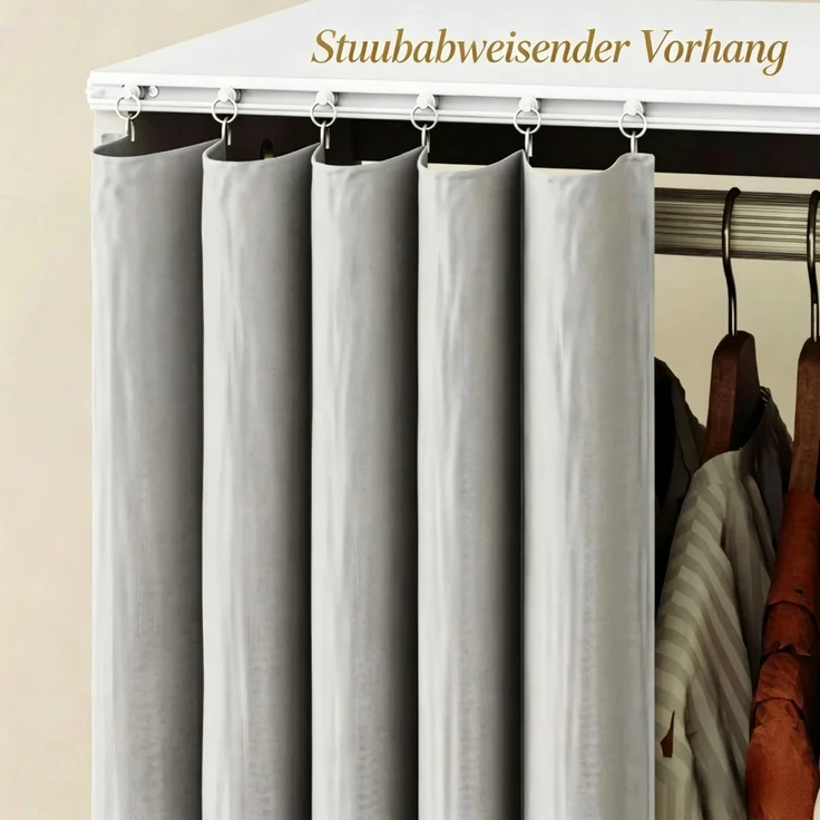 Kleiderschrank rollbarer Garderobenschrank mit 4 Rollen, Kleiderstange und offenen Ablagefächern--Weiß--80x40x128cm--YOUDENOVA – Bild 2