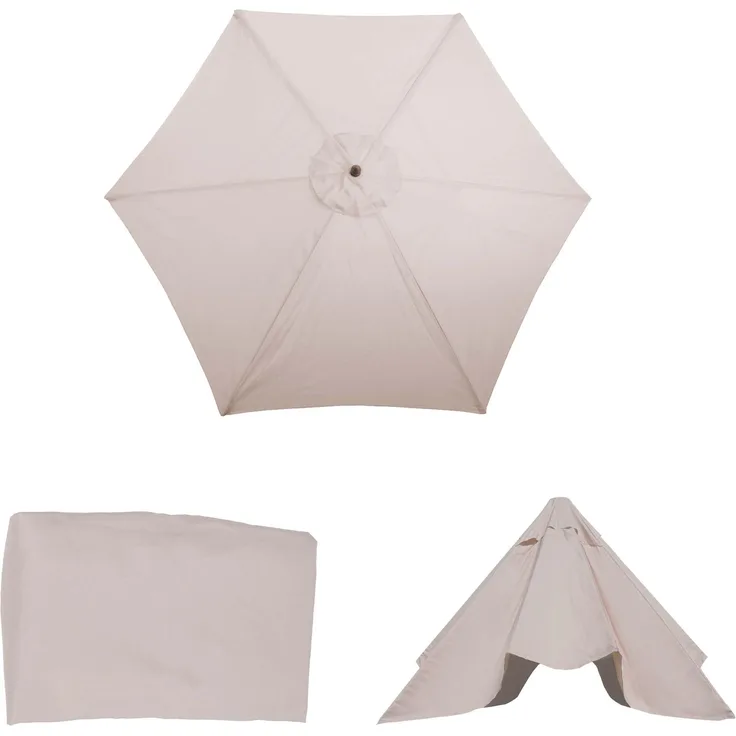 Ersatz-Bezug für Sonnenschirm Florida, Sonnenschirmbezug Ersatzbezug, Ø 3m Polyester 6 Streben ~ creme