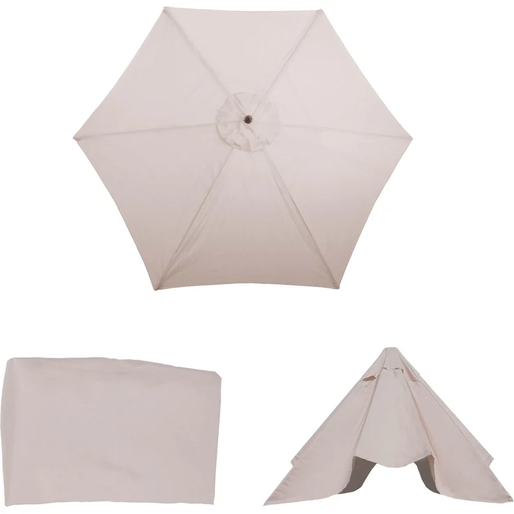 Ersatz-Bezug für Sonnenschirm Florida, Sonnenschirmbezug Ersatzbezug, Ø 3m Polyester 6 Streben ~ creme – Bild 1