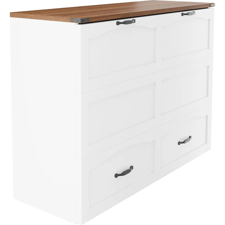 ZUBALIYA Klappbett 140 × 200 cm, Metall und Holz, Ausziehbett, Weiß – Bild 11