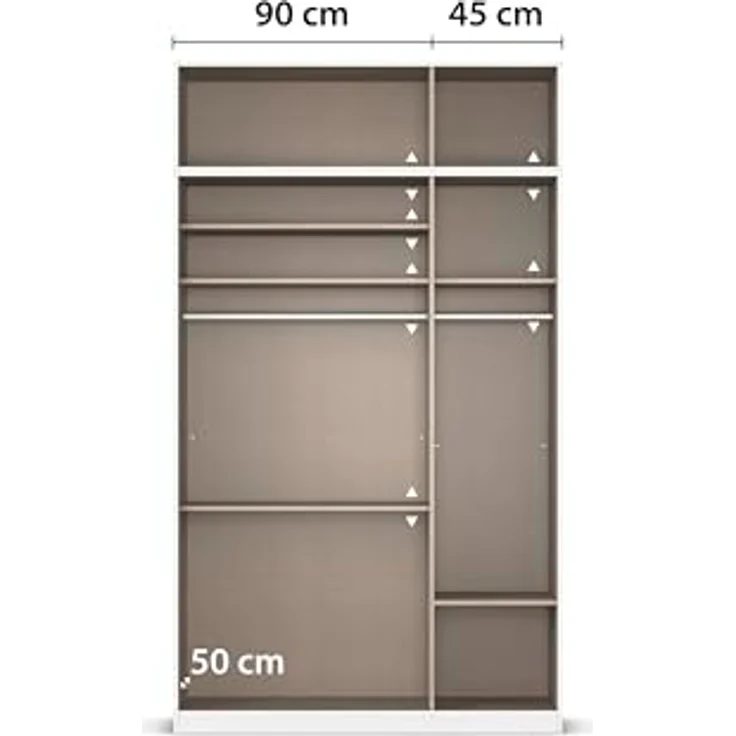 Rauch Möbel Lagoa, Kleiderschrank, Garderobe für Schlafzimmer, Kinderzimmer, Jugendzimmer 6-türig, 2 Schubladen, mit Zubehör Classic, Farbe Beige, Breite 136 – Bild 10