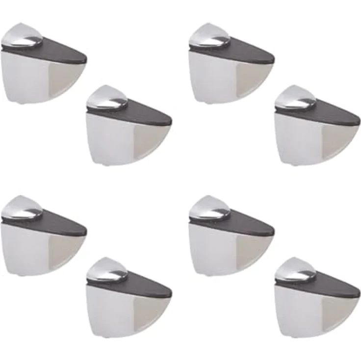 HOOZ Wandregalhalter Metall für Glas- und Holzregale inkl. Montagematerial versch. Größen, Set 8-tlg, mit gummierter Klemmbacke – Bild 2