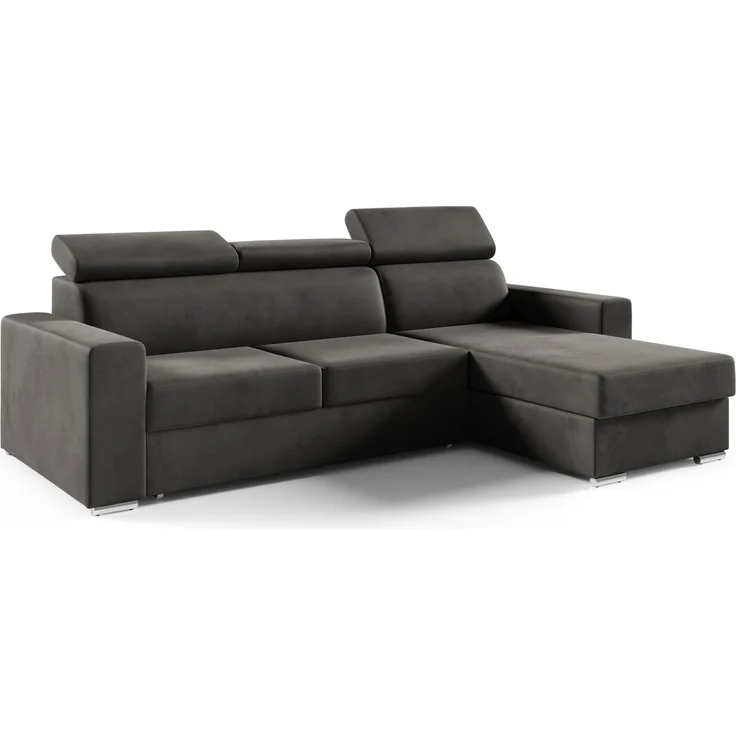 Ecksofa in L-Form NELA, L-förmige Eckcouch mit Schlaffunktion, ausziehbares Sofa, 1 Bettzeugbehälter, verstellbare Kopfstützen, (Monolith 92), 96x170 cm – Bild 1