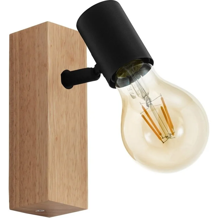 Eglo Wandlampe Townshend 3 schwarz natur E27 – Bild 5