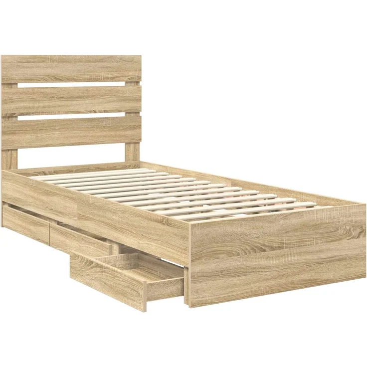vidaXL Bettrahmen Sonoma-Eiche 100 x 200 cm Ingenieurs Holz 3411854 – Bild 5