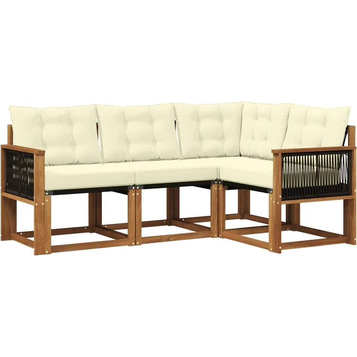 vidaXL Outdoor-Sofagarnitur 4 stk. 4-Sitzer Natur und Creme 3381918 – Bild 2