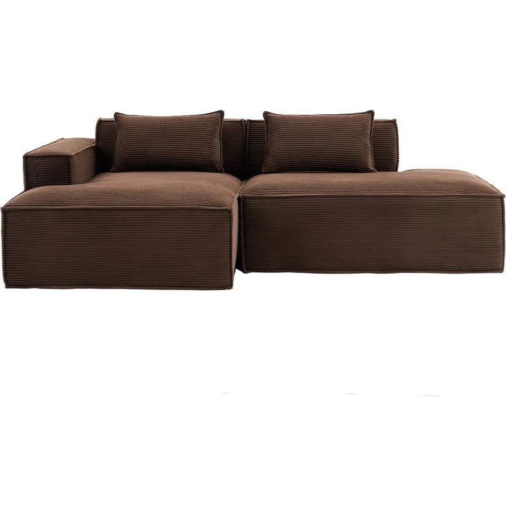 LVHOM Ecksofa 2 Sitzer, Modulares Sofa 235 cm breit, L-Form Sofa mit 2 Kissen, Schlafsofa aus Cordstoff, kein Aufbau erforderlich, Braun – Bild 2