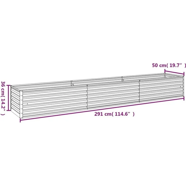 DELUKE® Hochbeet aus Cortenstahl AKSEL unten offen Hochbeet Metall Pflanzenbeet Metall Gartenbeet Blumenbeet Beet hoch Frühbeet für Garten Gemüsebeet, 291x50x36cm – Bild 2