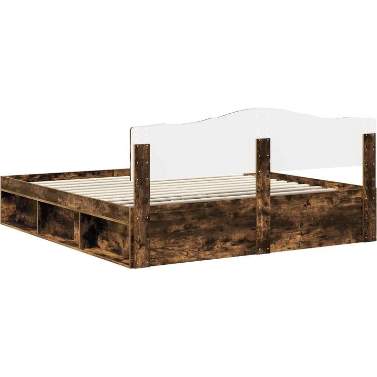 vidaXL Bettrahmen Geräucherte Eiche 180 x 200 cm Massives Kiefernholz 3412866 – Bild 8