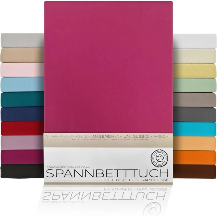 Beautex Spannbettlaken Spannbetttuch Bettlaken aus gekämmter Baumwolle Premium Jersey 160g/m², Jersey, Gummizug: rundum, (1 Stück)