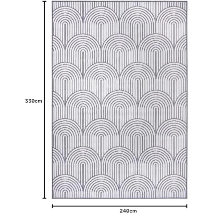 Hanse Home Pangli Outdoor Teppich Wetterfest – Wendeteppich Skandinavischer Boho Style Wasserfest Einfarbig Geometrisch 3D-Effekt für Garten, Balkon, Terrasse, Wohnzimmer – Silber, 240x330cm – Bild 2