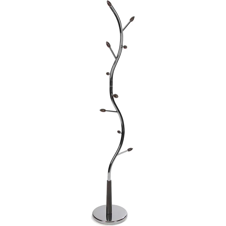 Versa Swindon Minimalistischer Garderobenständer für den Eingangsbereich, mit 9 Haken für Kleidung oder Taschen für die Halle, Maßnahmen (H x L x B) 185 x 30 x 30 cm, Metall, Farbe: Silber