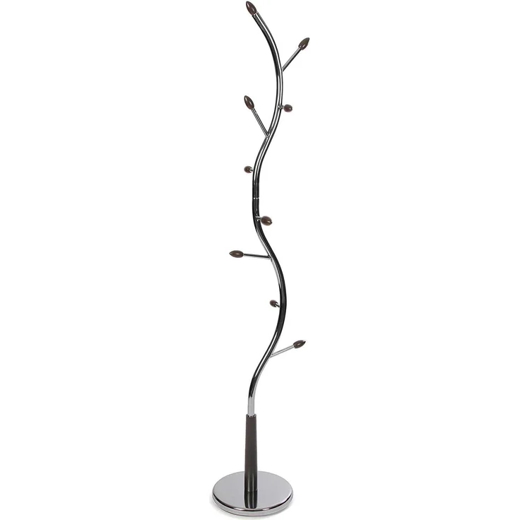 Versa Swindon Minimalistischer Garderobenständer für den Eingangsbereich, mit 9 Haken für Kleidung oder Taschen für die Halle, Maßnahmen (H x L x B) 185 x 30 x 30 cm, Metall, Farbe: Silber – Bild 1